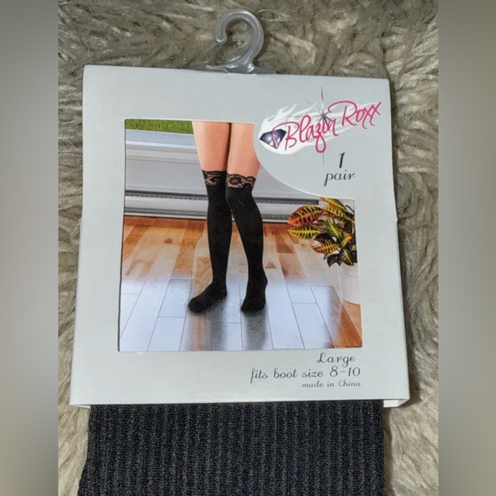 Black Roxx Lace Top Knee-High Socks